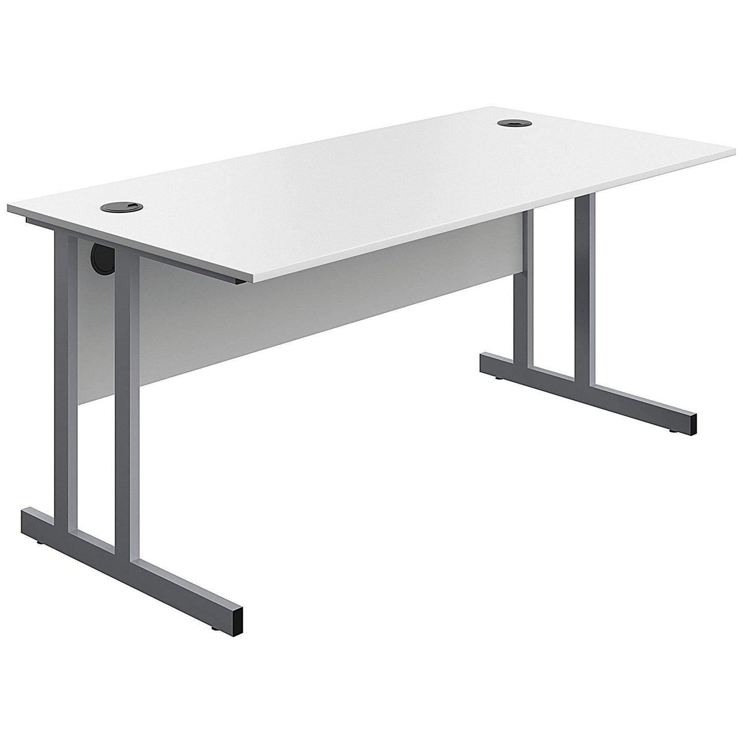 Serrion 1600mm Rectangular Desk, Silver Double Cantilever Legs, White Easy2Order : KF800275