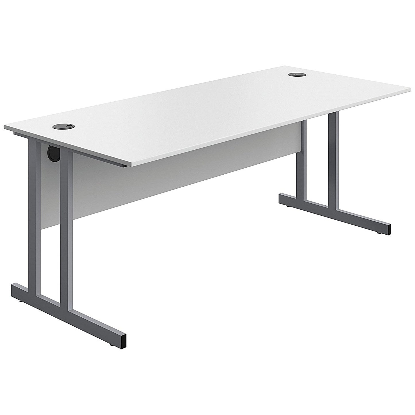 Serrion 1800mm Rectangular Desk, Silver Double Cantilever Legs, White Easy2Order : KF800276