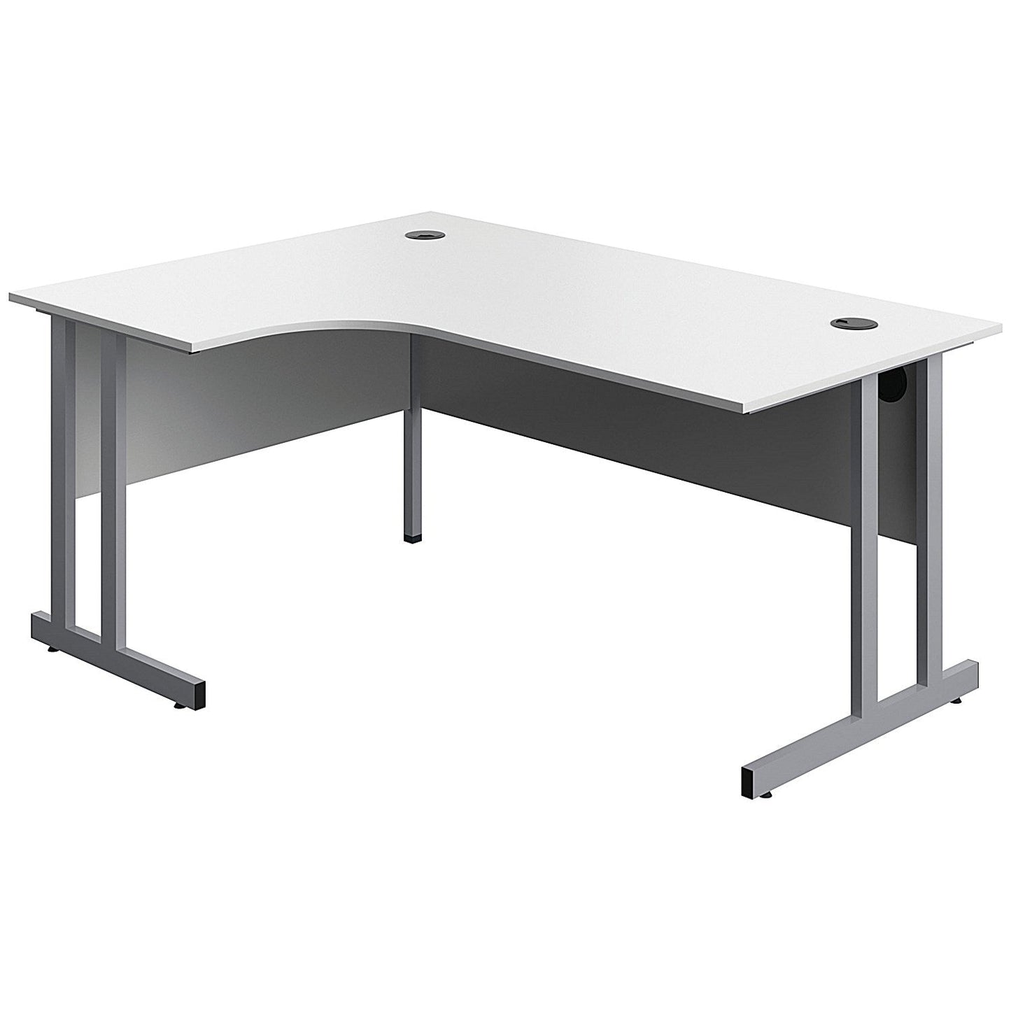 Serrion 1600mm Corner Desk, Left Hand, Silver Cantilever Legs, White Easy2Order : KF800277