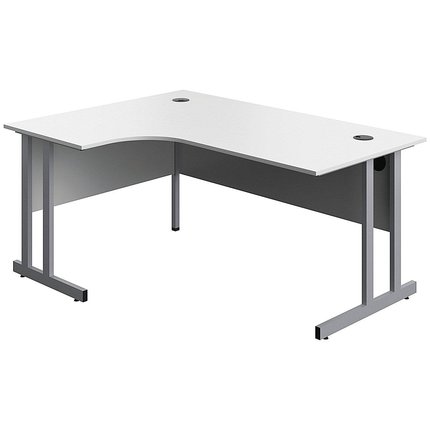 Serrion 1600mm Corner Desk, Left Hand, Silver Cantilever Legs, White Easy2Order : KF800277