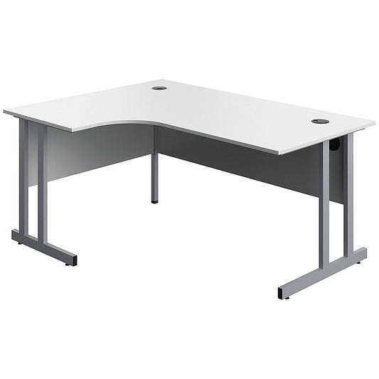 Serrion 1600mm Corner Desk, Left Hand, Silver Cantilever Legs, White Easy2Order : KF800277