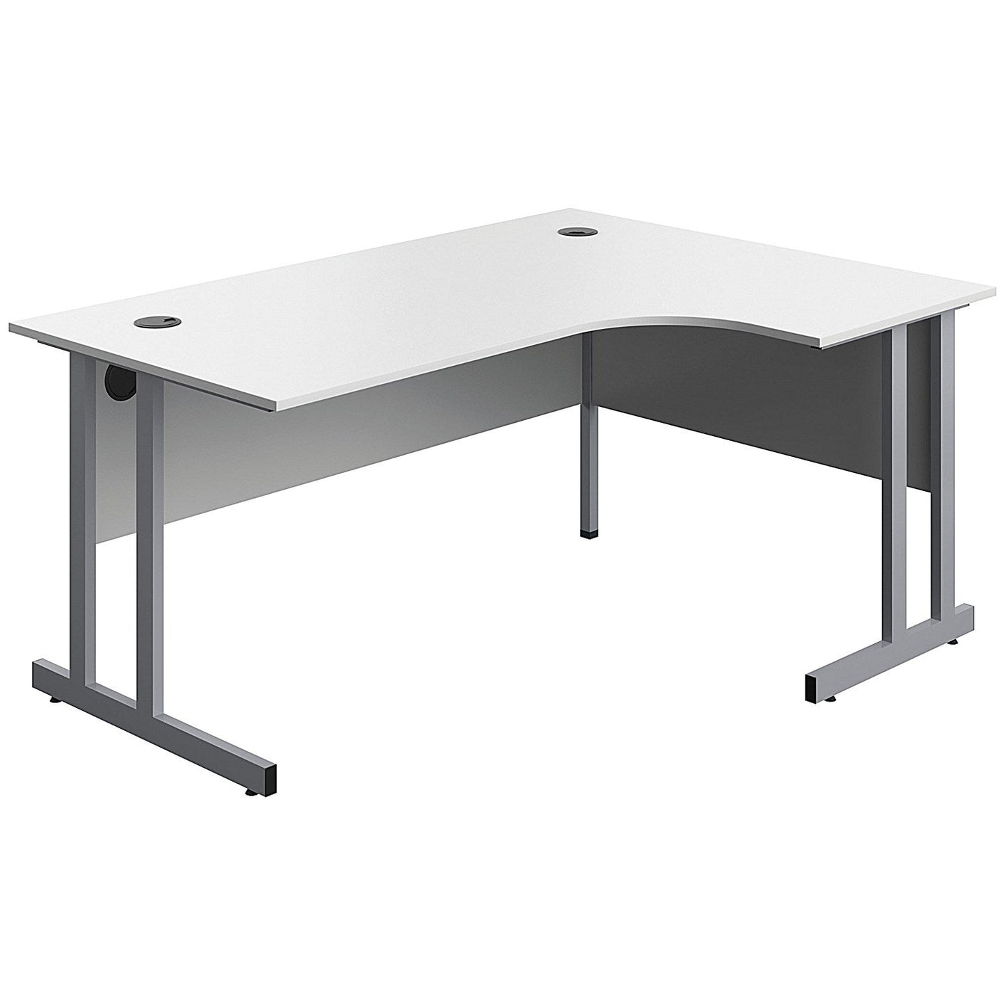 Serrion 1600mm Corner Desk, Right Hand, Silver Cantilever Legs, White