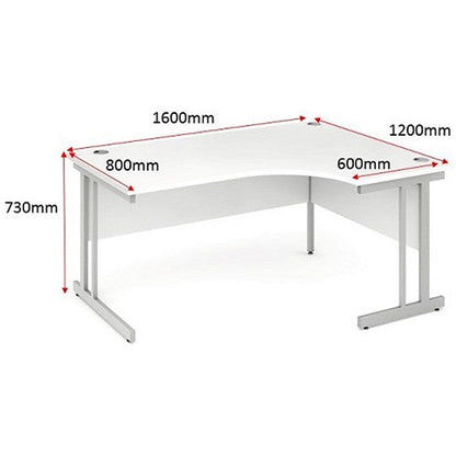 Serrion 1600mm Corner Desk, Right Hand, Silver Cantilever Legs, White Easy2Order : KF800278