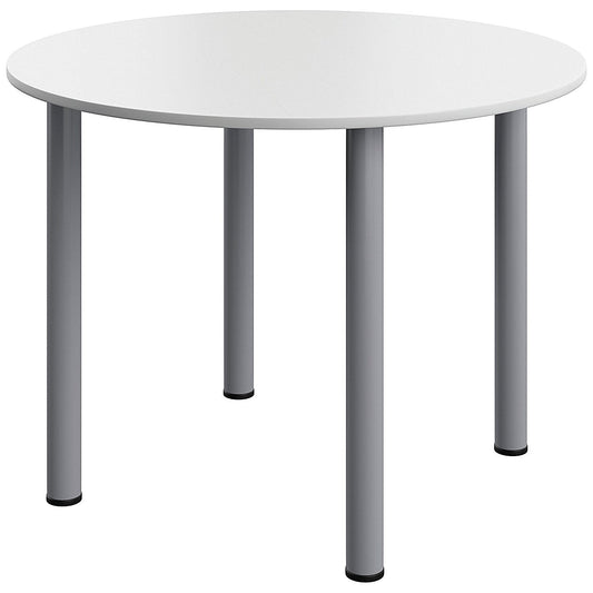 Serrion Pole Leg Round Meeting Table, 1000mm Wide, White Easy2Order : KF800279