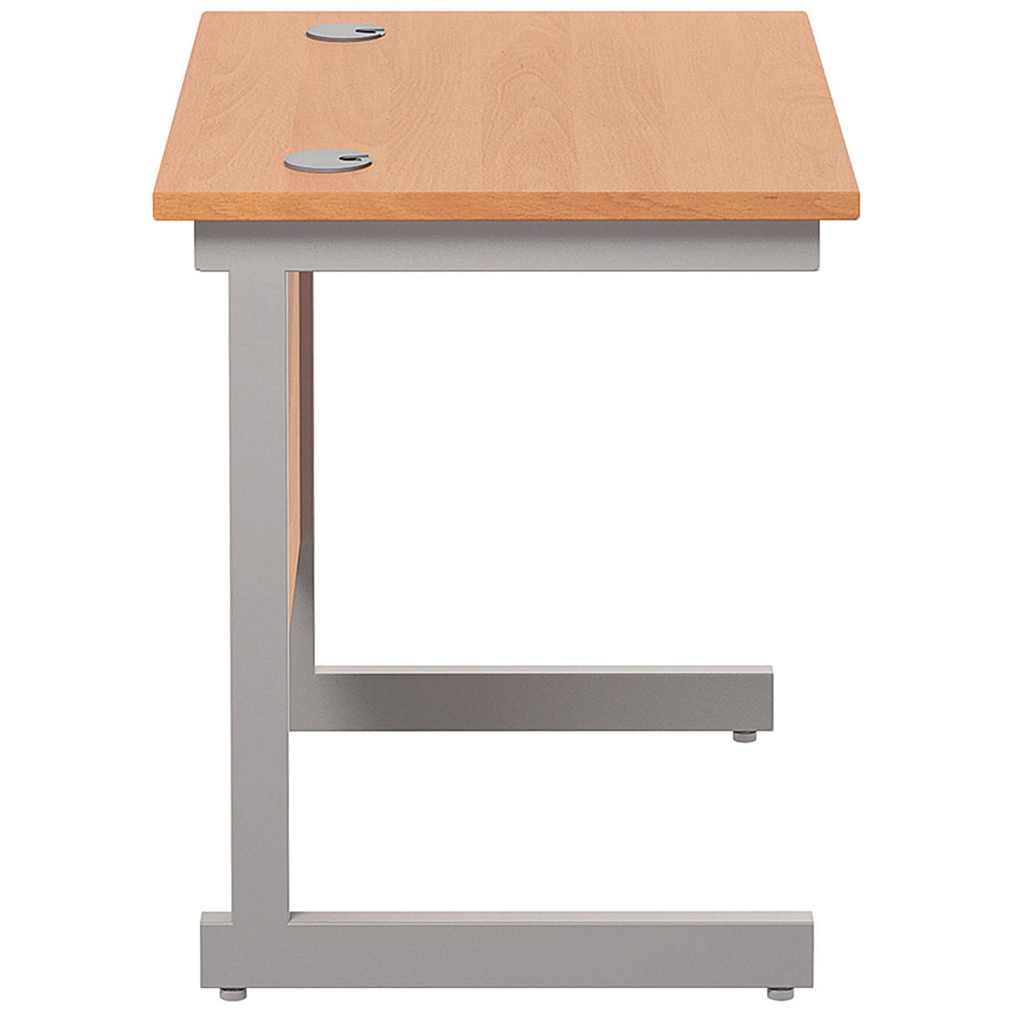 Jemini 800mm Slim Rectangular Desk, Silver Cantilever Leg, Beech