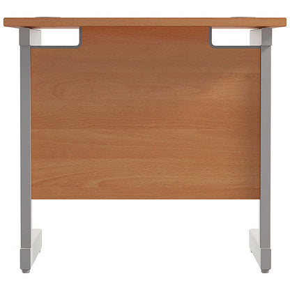 Jemini 800mm Slim Rectangular Desk, Silver Cantilever Leg, Beech