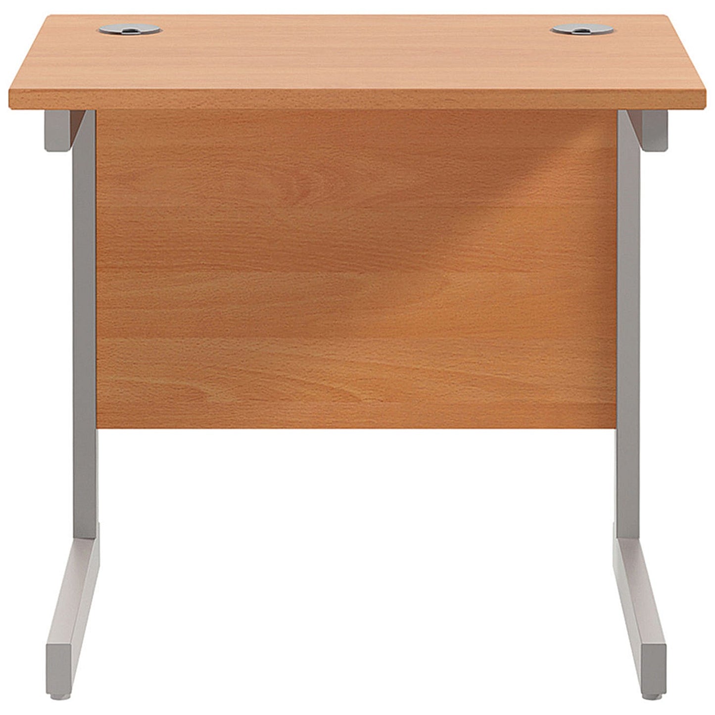 Jemini 800mm Slim Rectangular Desk, Silver Cantilever Leg, Beech