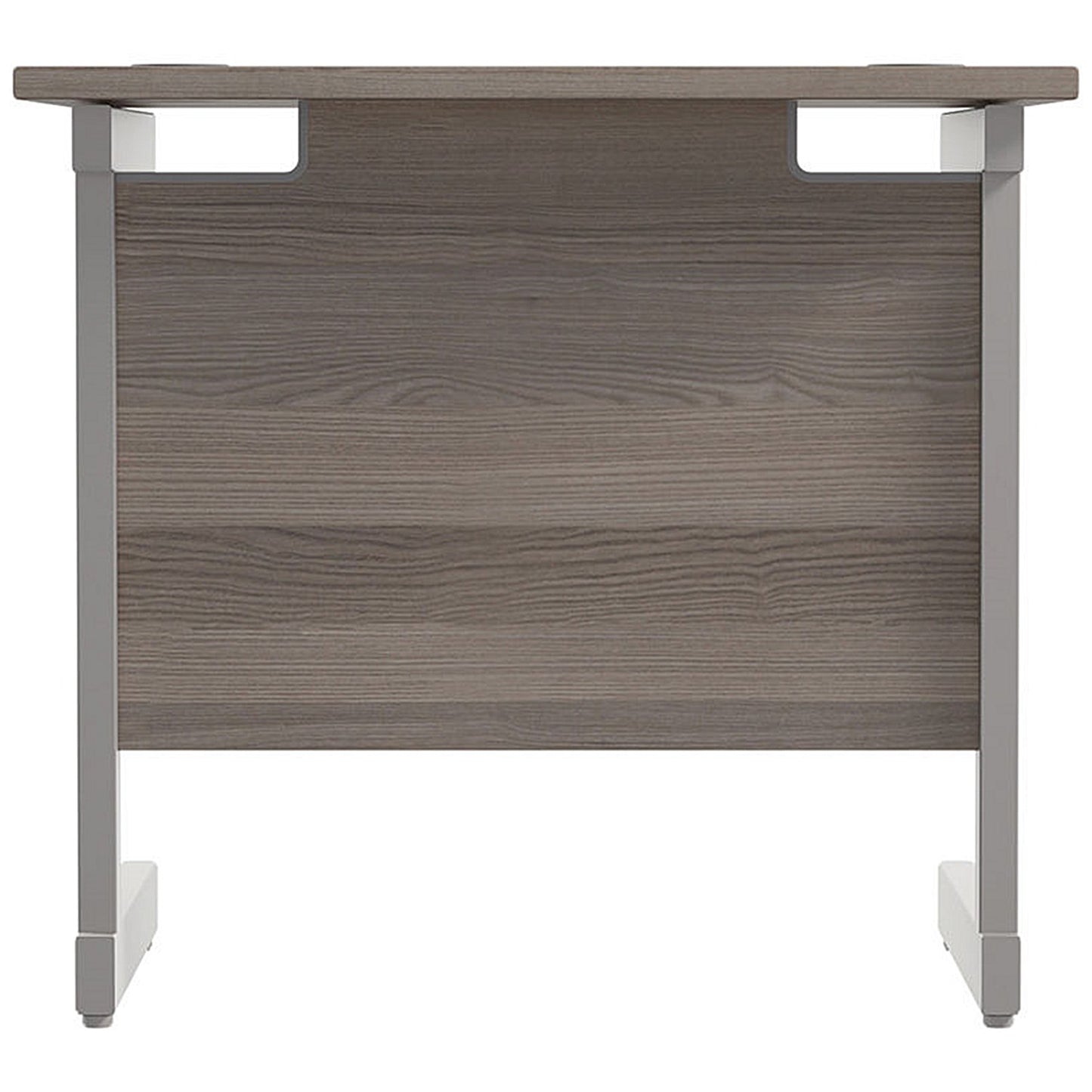 Jemini 800mm Slim Rectangular Desk, Silver Cantilever Leg, Grey Oak