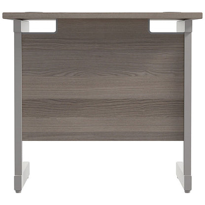 Jemini 800mm Slim Rectangular Desk, Silver Cantilever Leg, Grey Oak