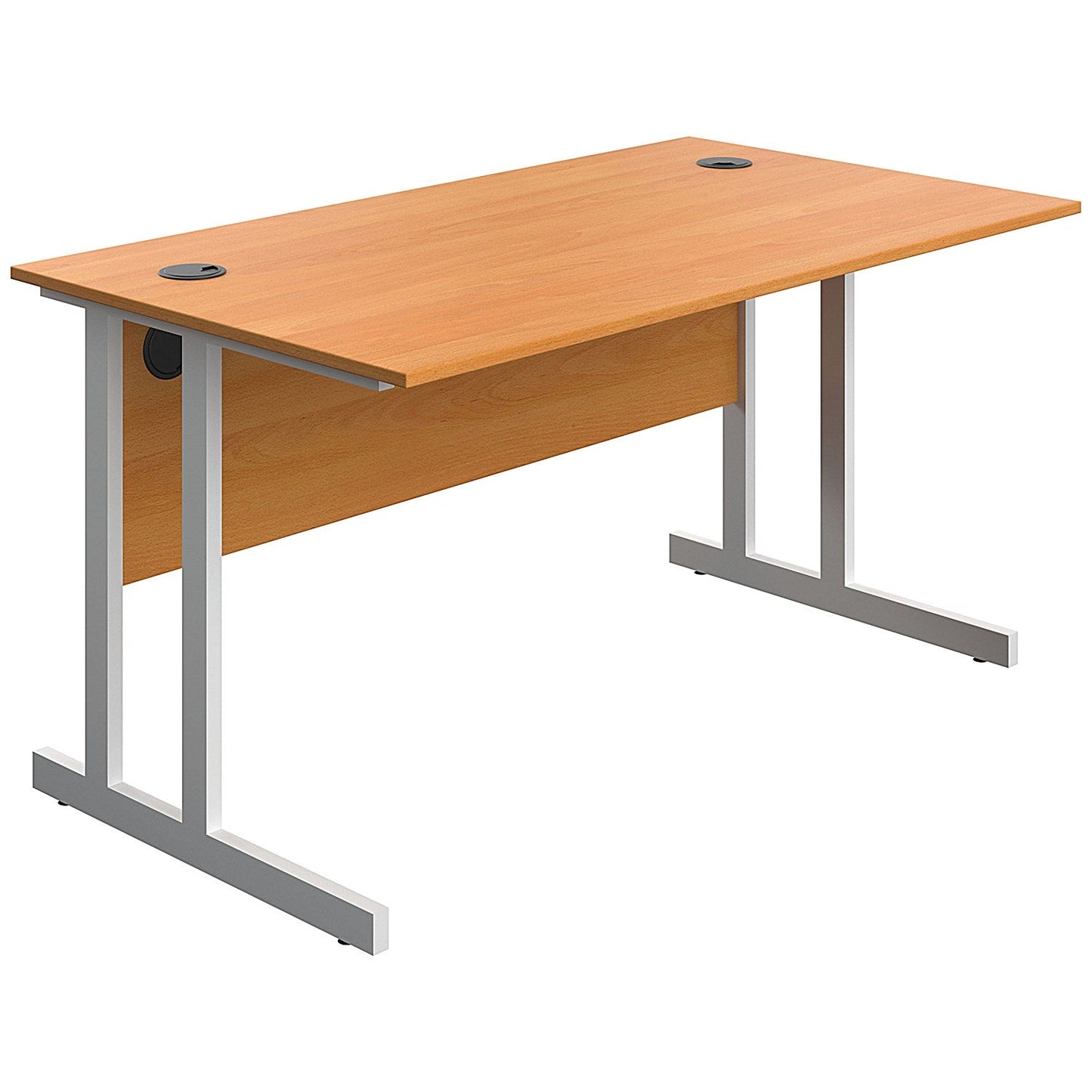 Serrion 1400mm Rectangular Desk, White Double Cantilever Legs, Beech Easy2Order : KF800298
