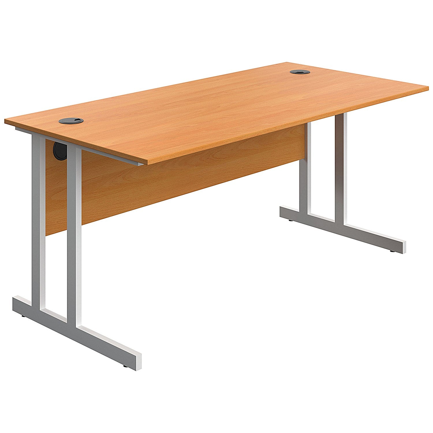 Serrion 1600mm Rectangular Desk, White Double Cantilever Legs, Beech Easy2Order : KF800299