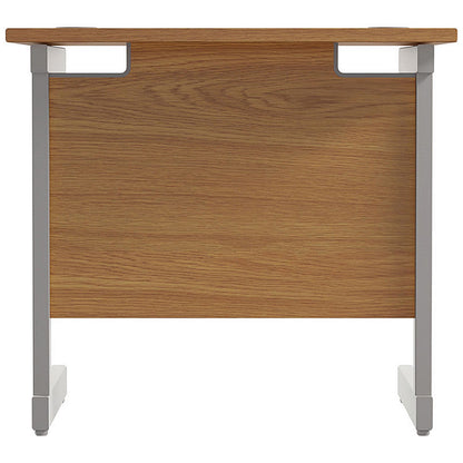 Jemini 800mm Slim Rectangular Desk, Silver Cantilever Leg, Oak