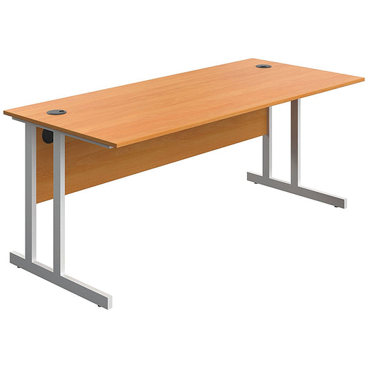 Serrion 1800mm Rectangular Desk, White Double Cantilever Legs, Beech Easy2Order : KF800301