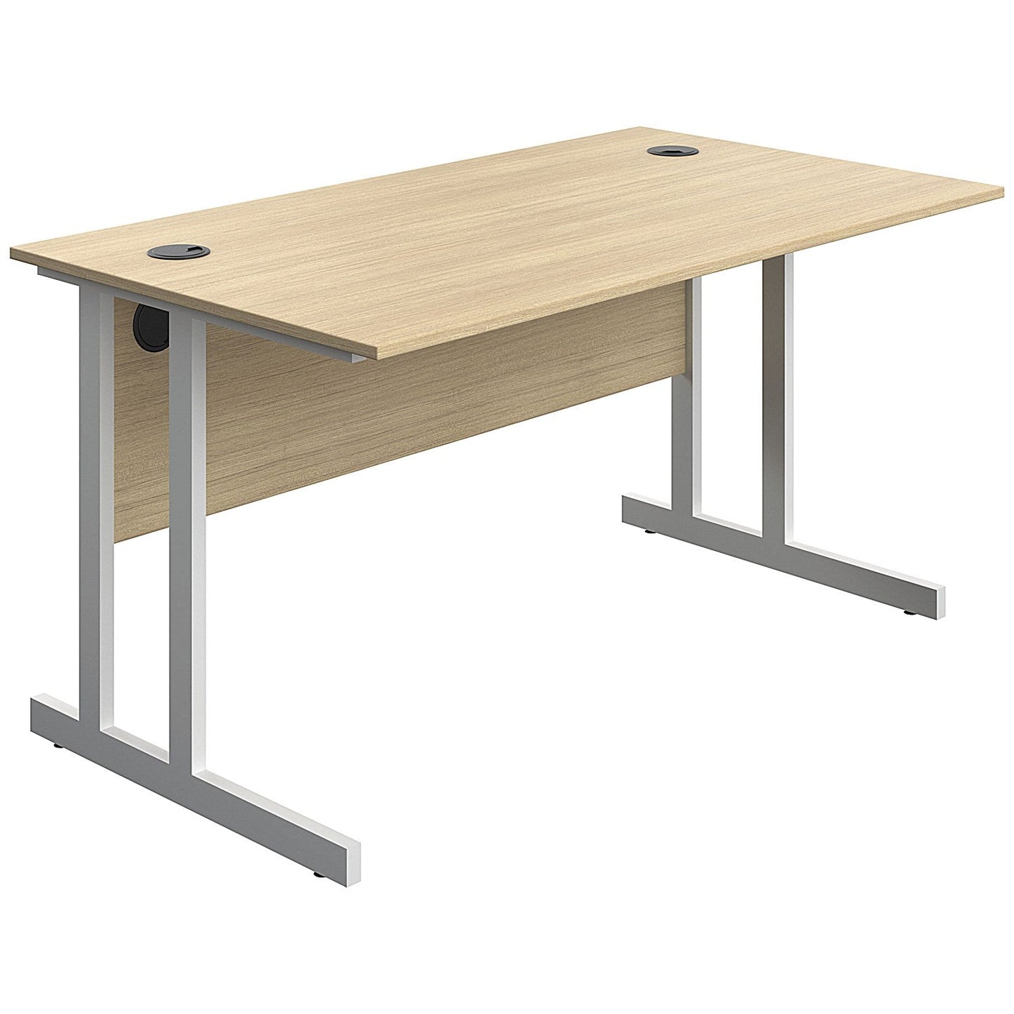 Serrion 1400mm Rectangular Desk, White Double Cantilever Legs, Oak Easy2Order : KF800305
