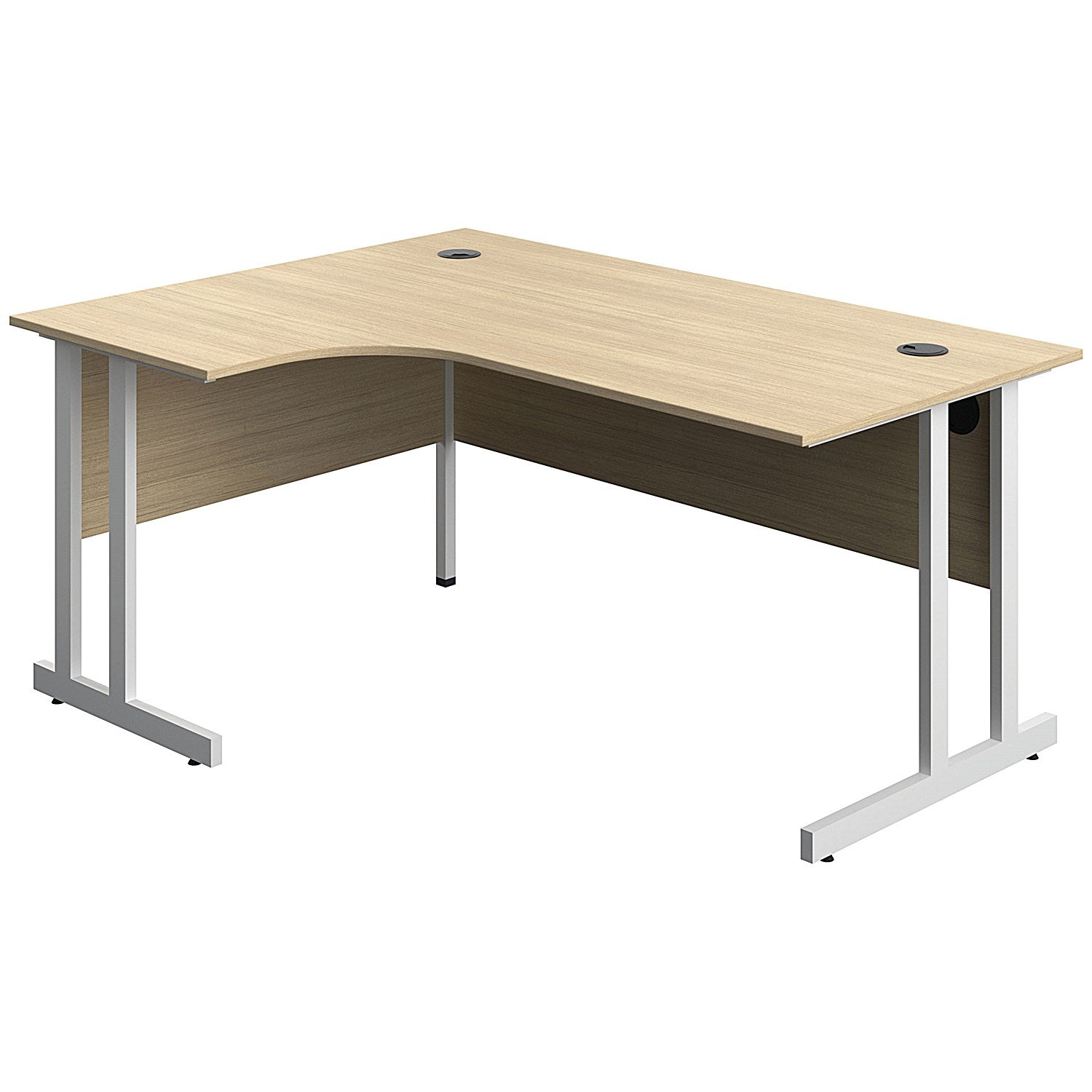 Serrion 1600mm Corner Desk, Left Hand, White Cantilever Legs, Oak Easy2Order : KF800308