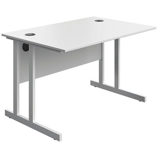Serrion 1200mm Rectangular Desk, White Double Cantilever Legs, White Easy2Order : KF800310