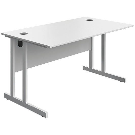 Serrion 1400mm Rectangular Desk, White Double Cantilever Legs, White Easy2Order : KF800311