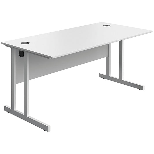 Serrion 1600mm Rectangular Desk, White Double Cantilever Legs, White Easy2Order : KF800312