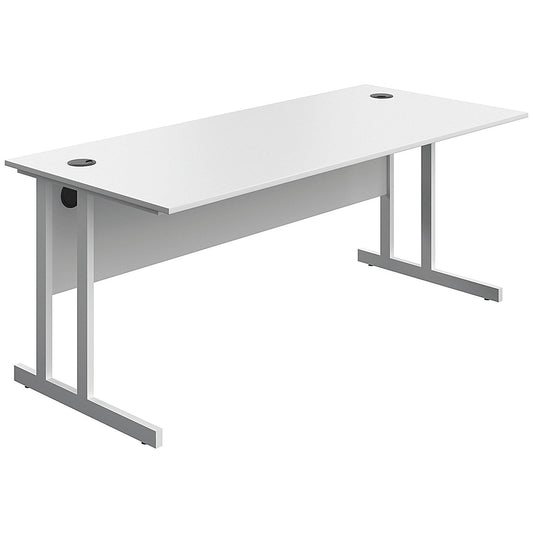 Serrion 1800mm Rectangular Desk, White Double Cantilever Legs, White Easy2Order : KF800313
