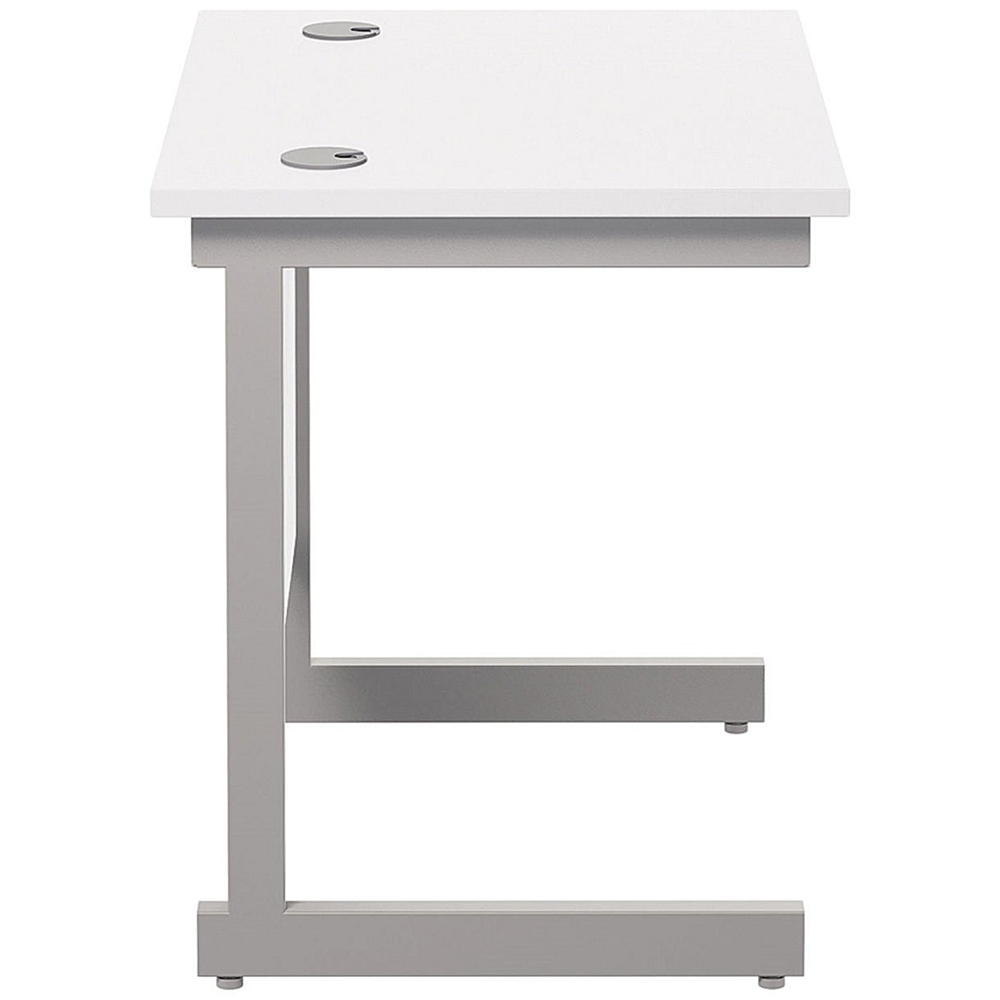 Jemini 800mm Slim Rectangular Desk, Silver Cantilever Leg, White