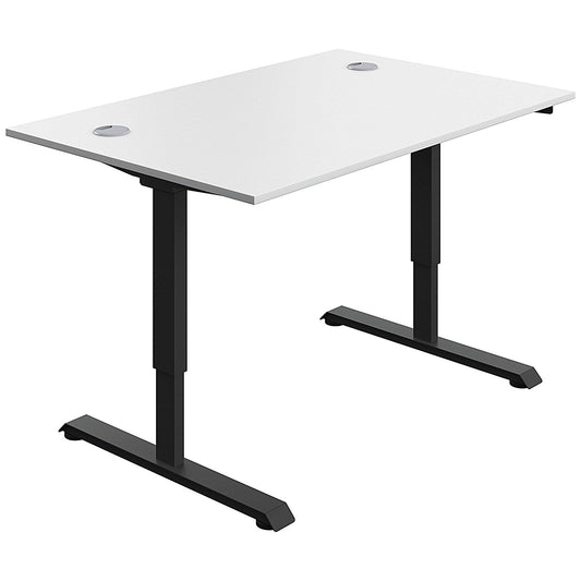 Serrion Single Motor Sit-Stand Desk, Black Leg, 1200mm, White Top Easy2Order : KF800319