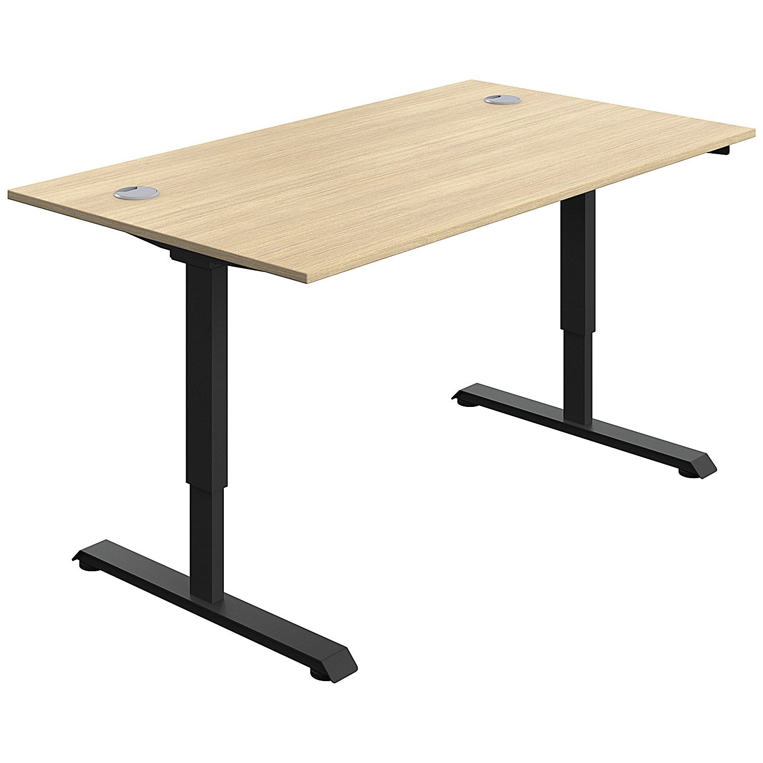 Serrion Single Motor Sit-Stand Desk, Black Leg, 1400mm, Oak Top Easy2Order : KF800321