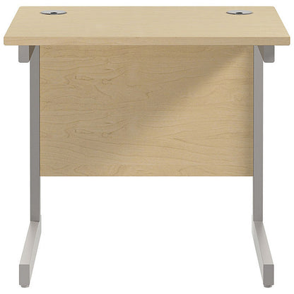Jemini 800mm Slim Rectangular Desk, Silver Cantilever Leg, Maple