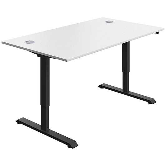 Serrion Single Motor Sit-Stand Desk, Black Leg, 1400mm, White Top Easy2Order : KF800323