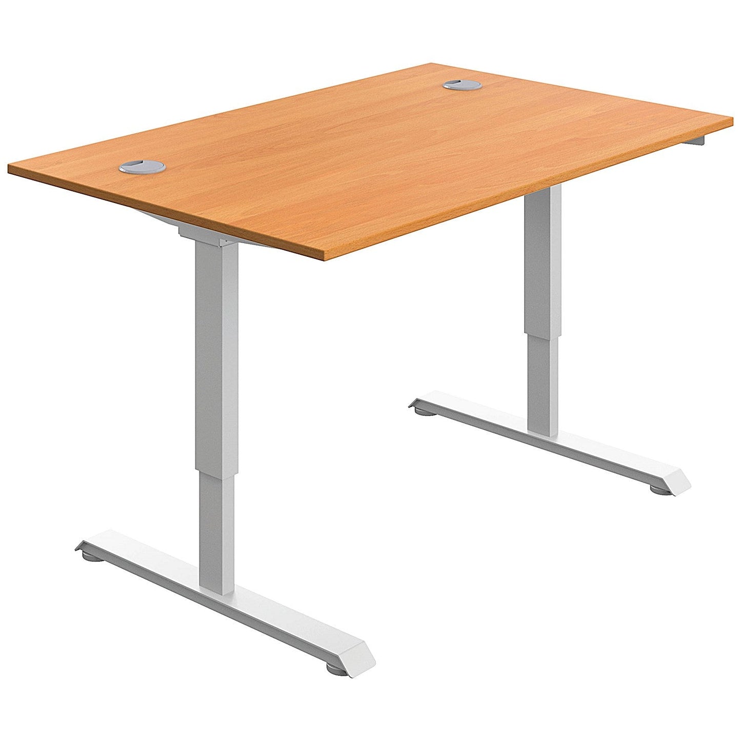 Serrion Single Motor Sit-Stand Desk, White Leg, 1200mm, Beech Top Easy2Order : KF800324