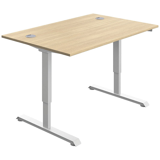 Serrion Single Motor Sit-Stand Desk, White Leg, 1200mm, Oak Top Easy2Order : KF800325