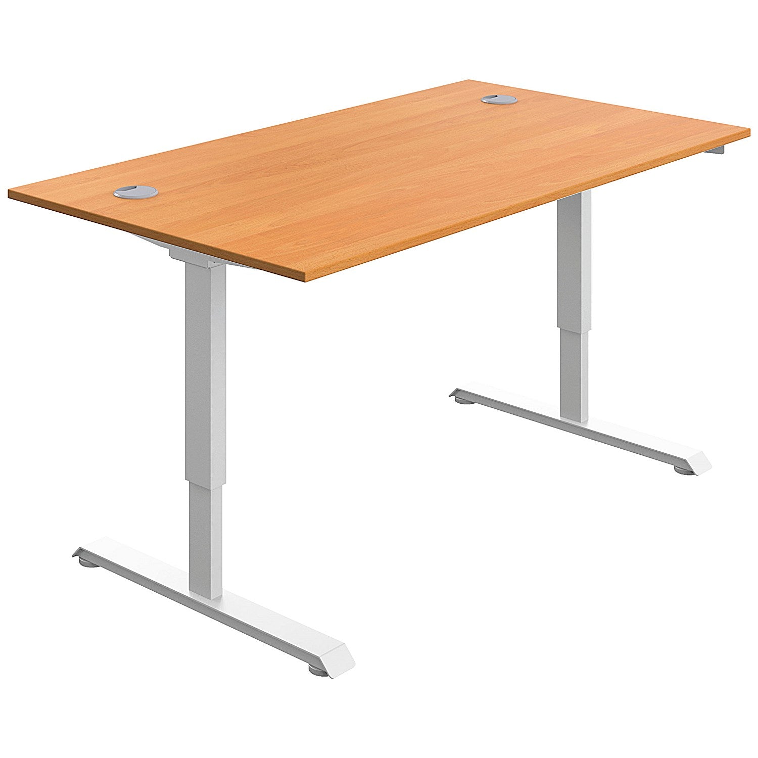 Serrion Single Motor Sit-Stand Desk, White Leg, 1400mm, Beech Top Easy2Order : KF800327