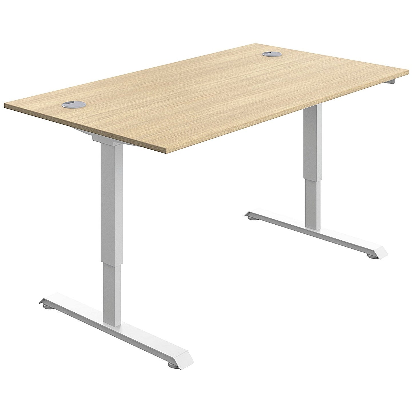 Serrion Single Motor Sit-Stand Desk, White Leg, 1400mm, Oak Top Easy2Order : KF800328