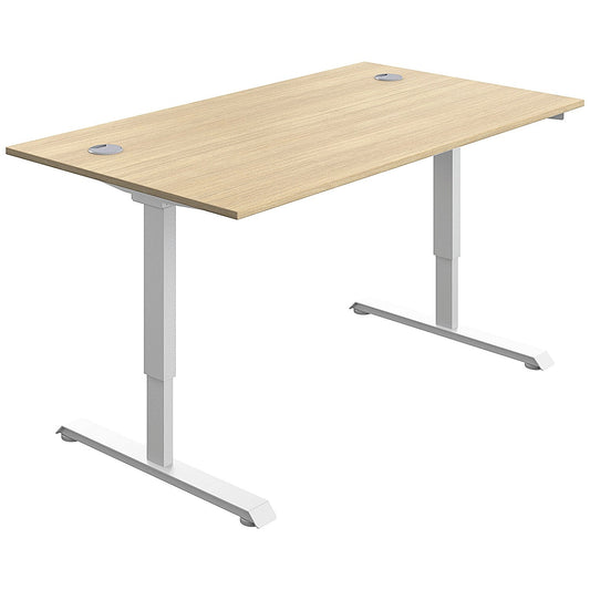Serrion Single Motor Sit-Stand Desk, White Leg, 1400mm, Oak Top Easy2Order : KF800328