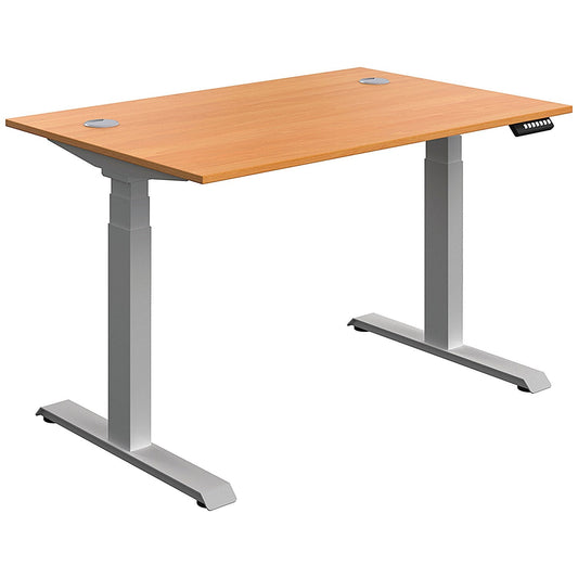 Serrion Dual Motor Sit-Stand Desk, Silver Leg, 1200mm, Beech Top Easy2Order : KF800330