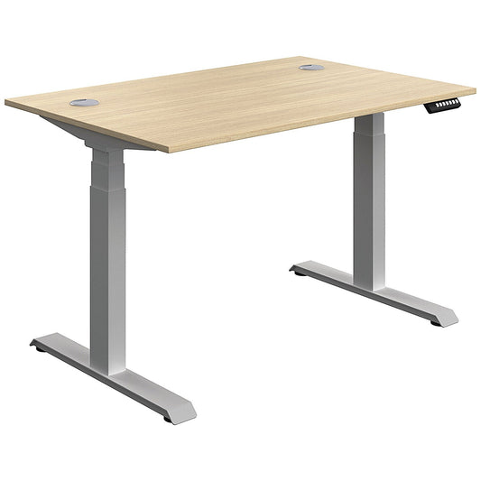 Serrion Dual Motor Sit-Stand Desk, Silver Leg, 1200mm, Oak Top Easy2Order : KF800331