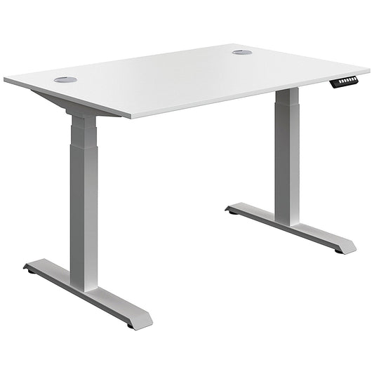 Serrion Dual Motor Sit-Stand Desk, Silver Leg, 1200mm, White Top Easy2Order : KF800332