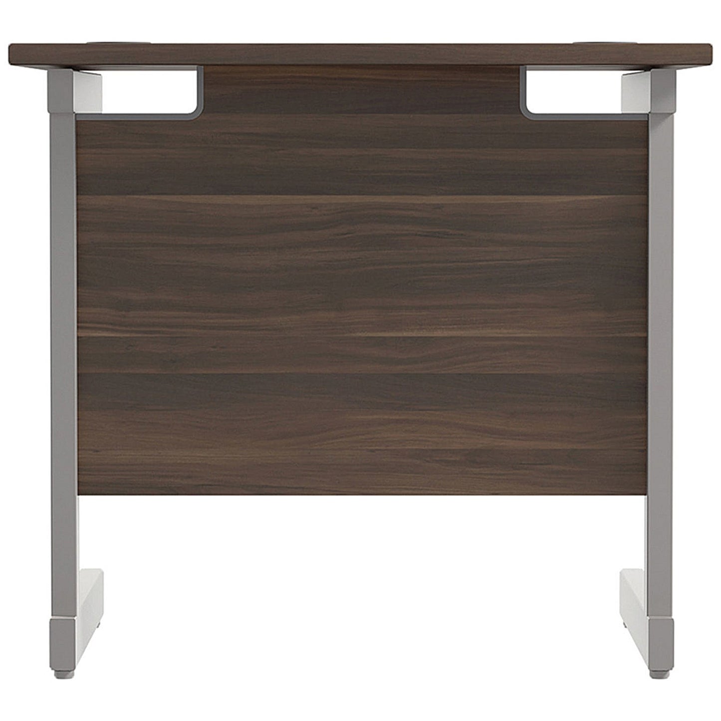 Jemini 800mm Slim Rectangular Desk, Silver Cantilever Leg, Walnut