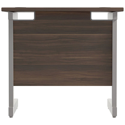 Jemini 800mm Slim Rectangular Desk, Silver Cantilever Leg, Walnut
