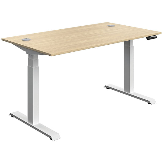 Serrion Dual Motor Sit-Stand Desk, White Leg, 1400mm, Oak Top Easy2Order : KF800338
