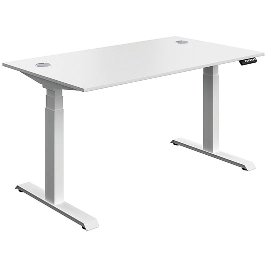 Serrion Dual Motor Sit-Stand Desk, White Leg, 1400mm, White Top Easy2Order : KF800339