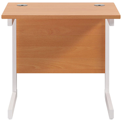 Jemini 800mm Slim Rectangular Desk, White Cantilever Leg, Beech
