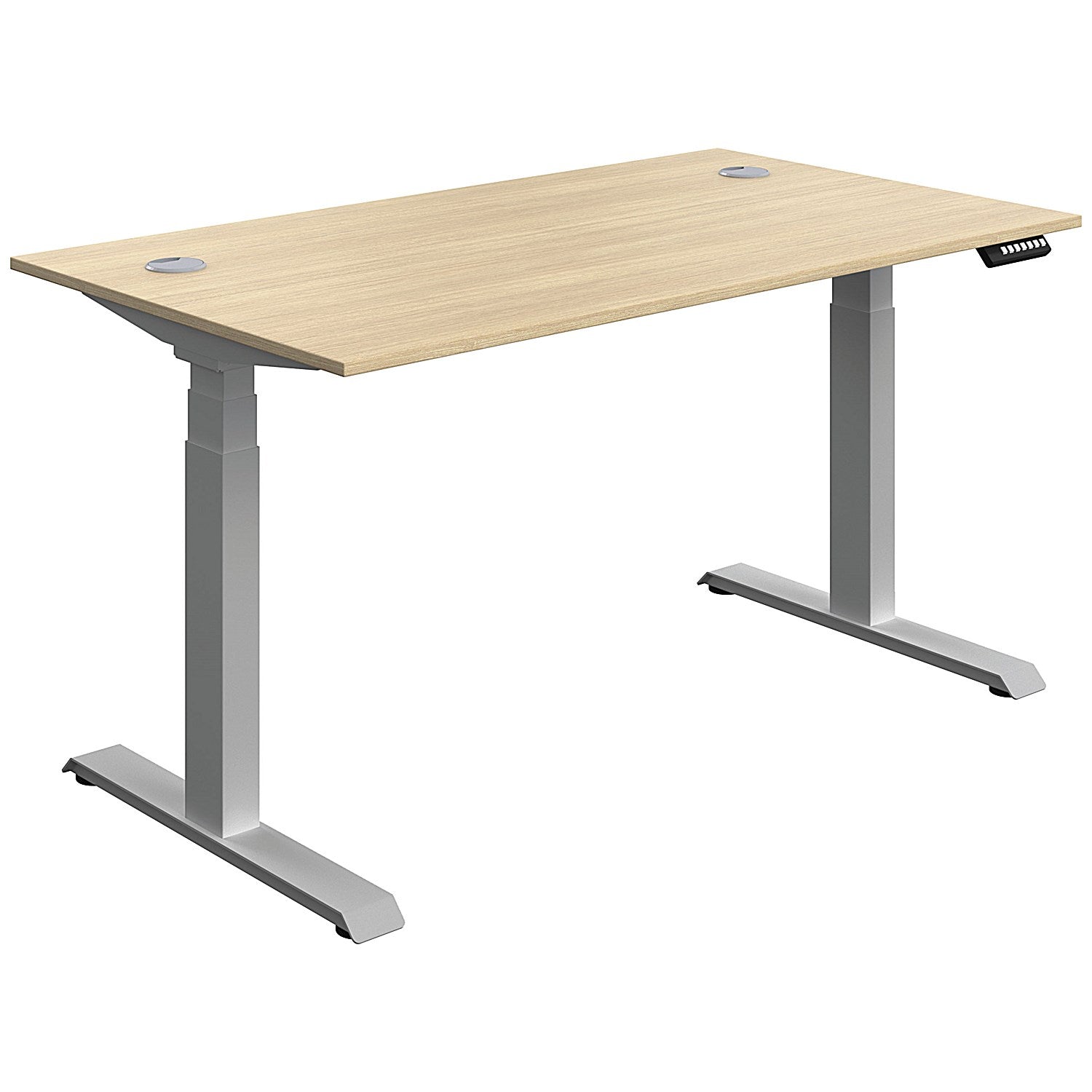 Serrion Dual Motor Sit-Stand Desk, Silver Leg, 1400mm, Oak Top Easy2Order : KF800342