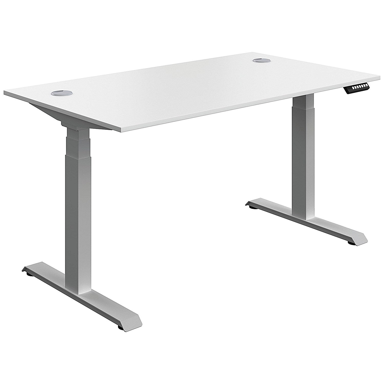 Serrion Dual Motor Sit-Stand Desk, Silver Leg, 1400mm, White Top Easy2Order : KF800343