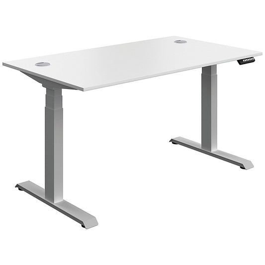 Serrion Dual Motor Sit-Stand Desk, Silver Leg, 1400mm, White Top Easy2Order : KF800343