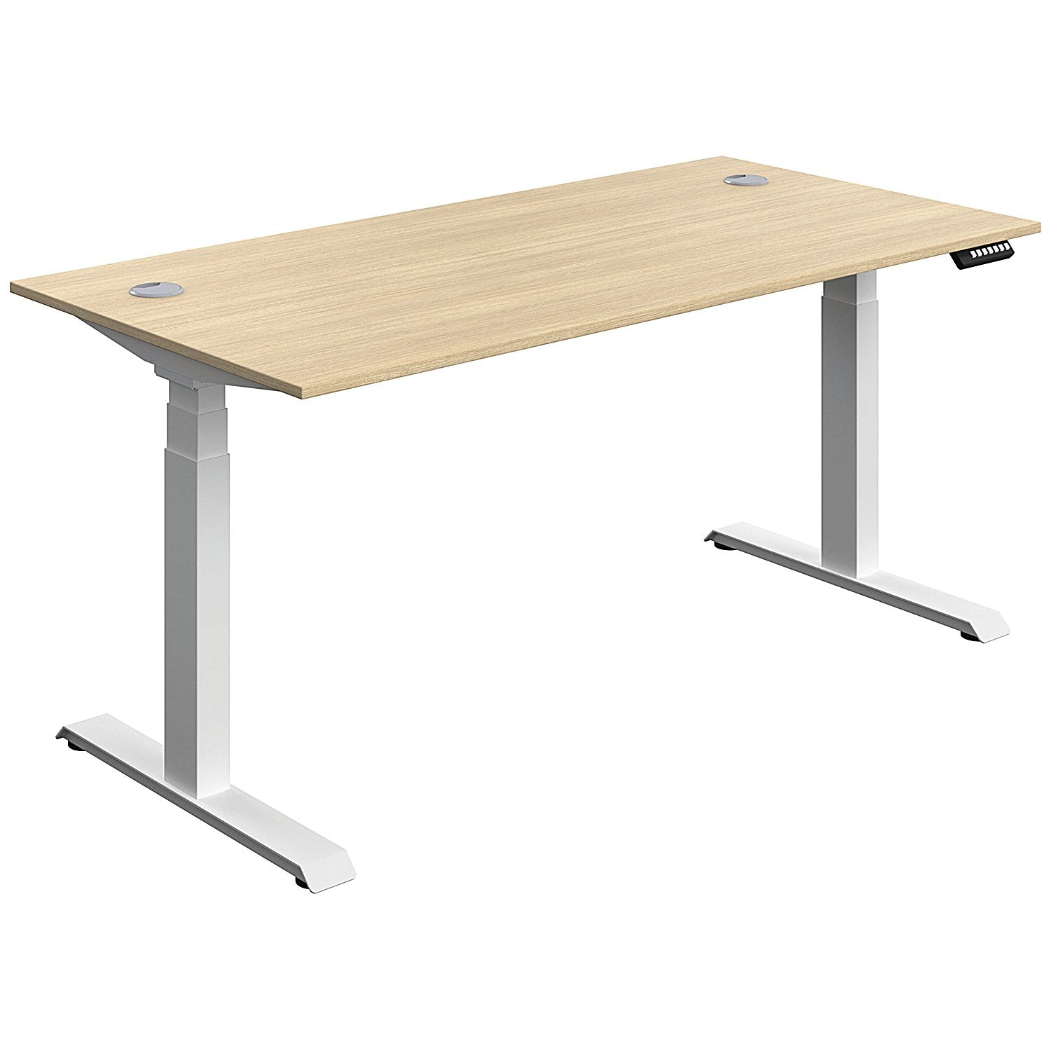 Serrion Dual Motor Sit-Stand Desk, White Leg, 1600mm, Oak Top Easy2Order : KF800345