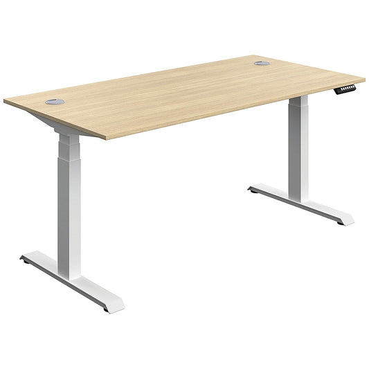Serrion Dual Motor Sit-Stand Desk, White Leg, 1600mm, Oak Top Easy2Order : KF800345