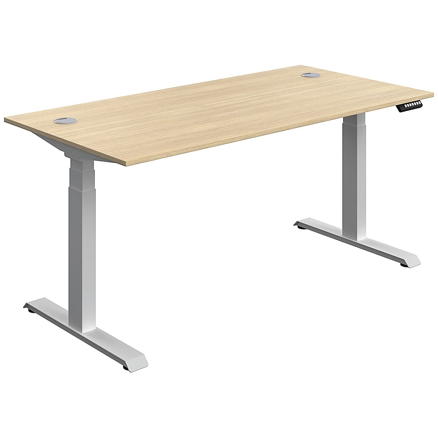 Serrion Dual Motor Sit-Stand Desk, Silver Leg, 1600mm, Oak Top Easy2Order : KF800348
