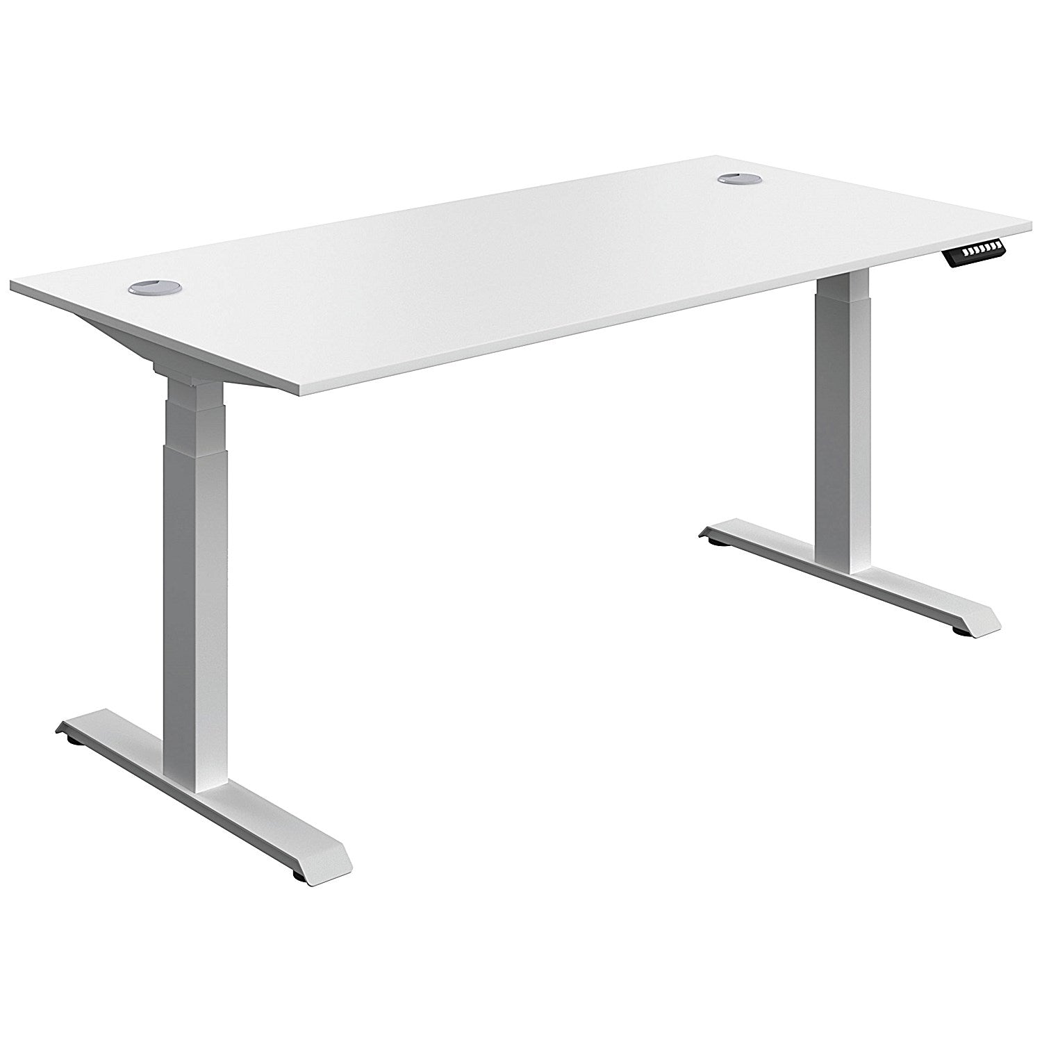 Serrion Dual Motor Sit-Stand Desk, Silver Leg, 1600mm, White Top Easy2Order : KF800349