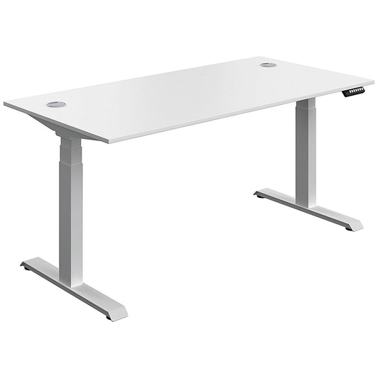 Serrion Dual Motor Sit-Stand Desk, Silver Leg, 1600mm, White Top Easy2Order : KF800349