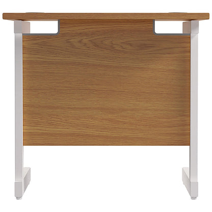 Jemini 800mm Slim Rectangular Desk, White Cantilever Leg, Oak